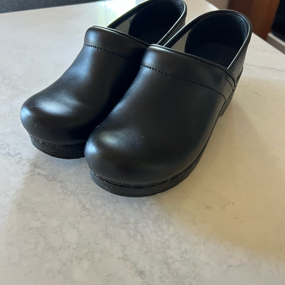 Dansko Black Leather Mules